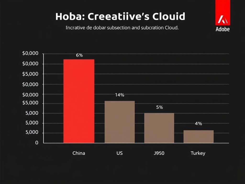 Adobe全家桶价格对比图表,展示中国、美国和土耳其区域的价格差异 Adobe全家桶价格对比图表,展示中国、美国和土耳其区域的价格差异