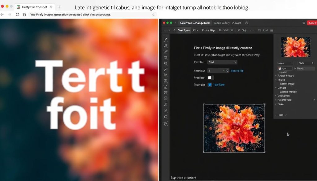 Adobe Firefly AI生成式功能展示，包括创成式填充和文本生成图像功能